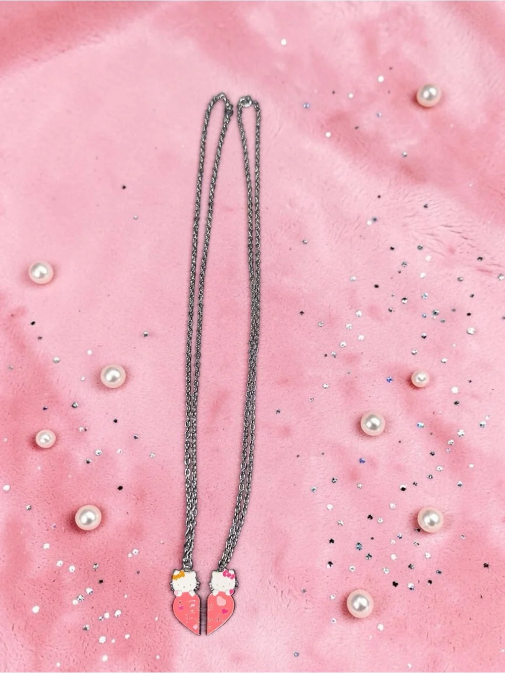 Best Friends Hello Kitty Split Heart Necklace Set | BFF Matching Necklaces